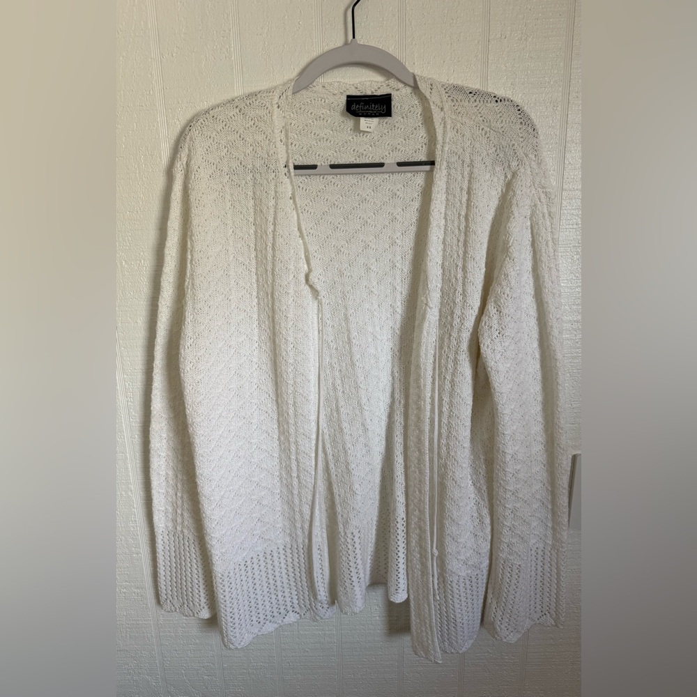 Definitely Woman White Openwork Knit Cardigan - 2X